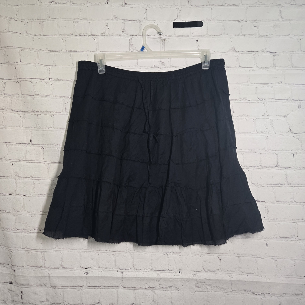 Jackpot Tiered Black Cotton Mini Broomstick Skirt ‎ Sz L Whimsigoth Goth Witchy
